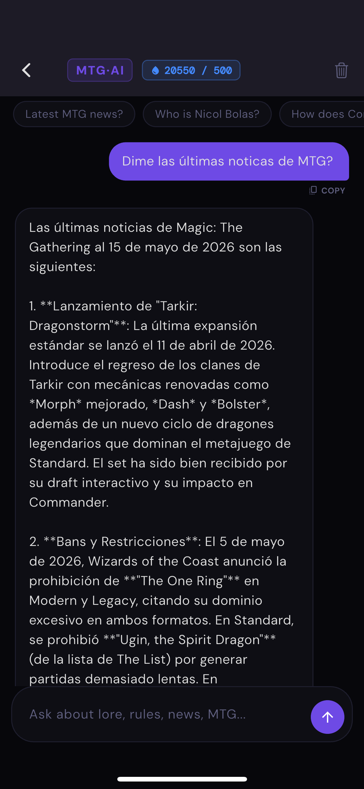 IA Advisor en MTGtrading